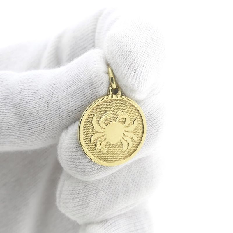 Image 12 of Gold zodiac sign pendant; Cancer