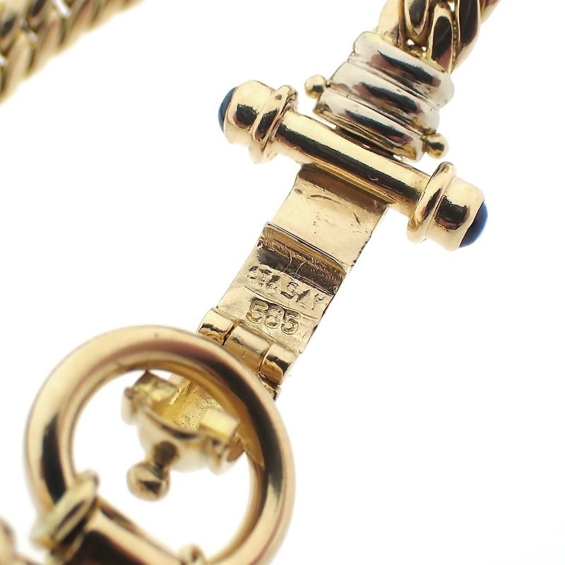 Image 8 of Gold gourmet link bracelet with sapphire; ATASAY | 21 cm