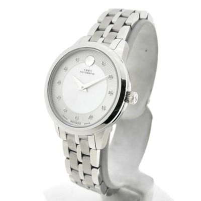 Image 2 of Movado 1881; Automatic women's watch with MOP and diamond dial