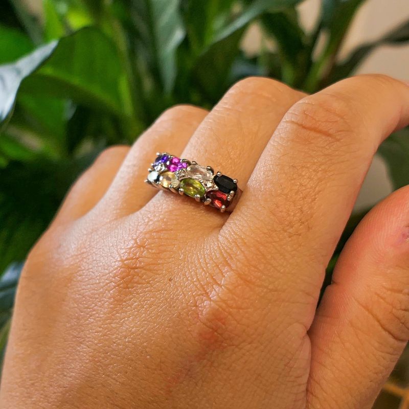 Image 4 of Silver ring with mix of gemstones