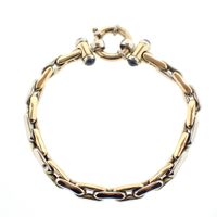 18K Two-tone gold solid link bracelet | 21 cm
