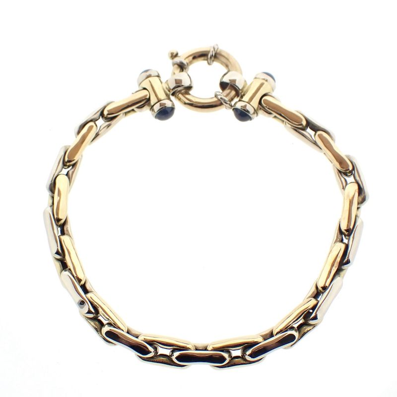 Image 1 of 18K Two-tone gold solid link bracelet | 21 cm