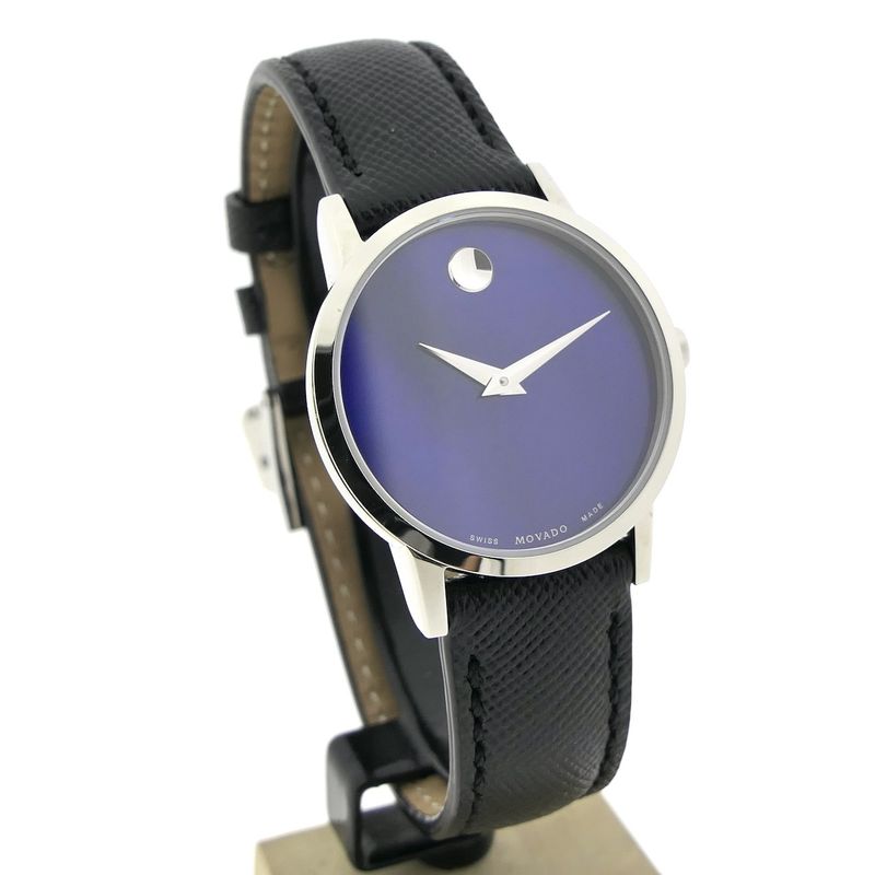 Image 3 of Movado Museum Classic; Steel women's watch with blue 'Mother of Pearl' dial; 0607422