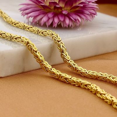 Afbeelding 2 van Gouden vierkante koningsschakel ketting | 46,5 cm