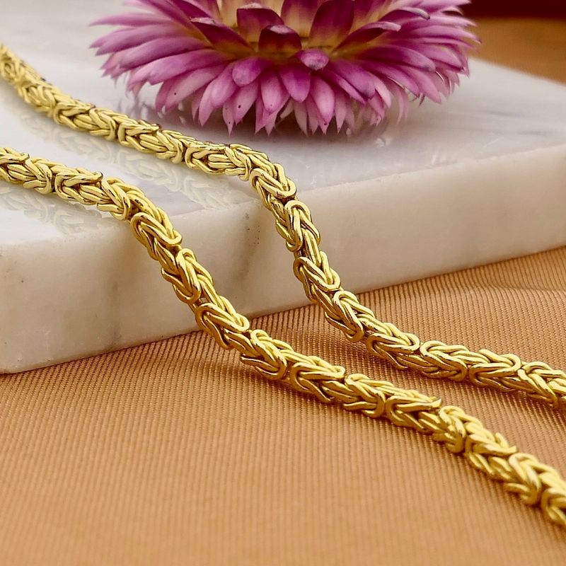 Afbeelding 2 van Gouden vierkante koningsschakel ketting | 46,5 cm
