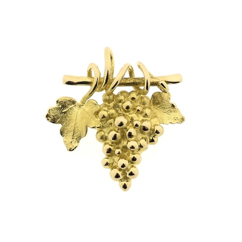 Image 1 of Gold brooch of a bunch of grapes.