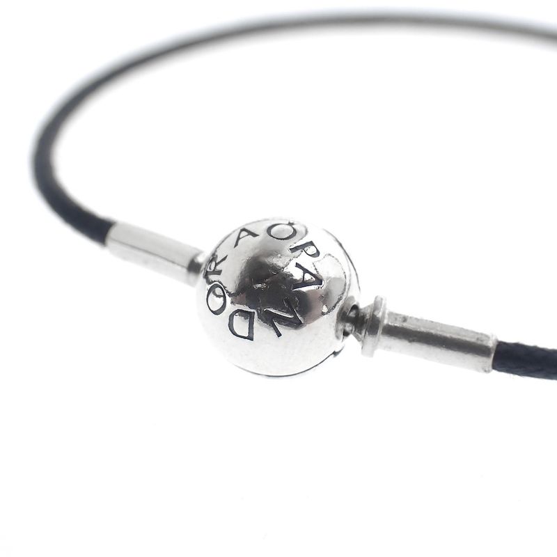 Image 4 of Pandora Essence bracelet; Silver; Black thong | 20 cm