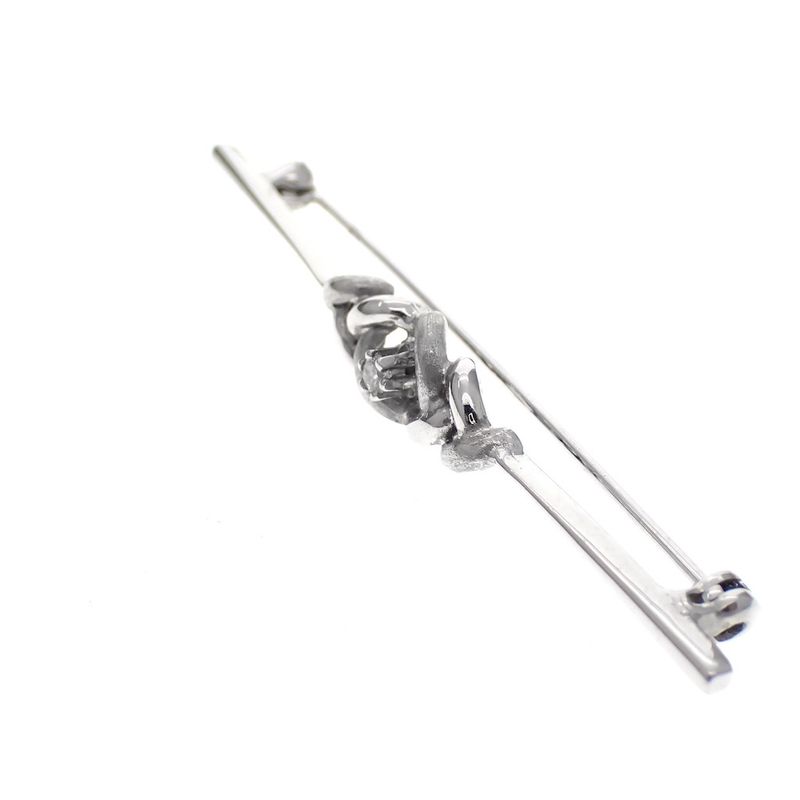 Image 4 of White gold brooch with diamond; 0.04 ct.