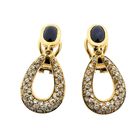 Image 5 of Gold clip-on earrings with sapphires and diamonds; Approx. 1.00 ct.