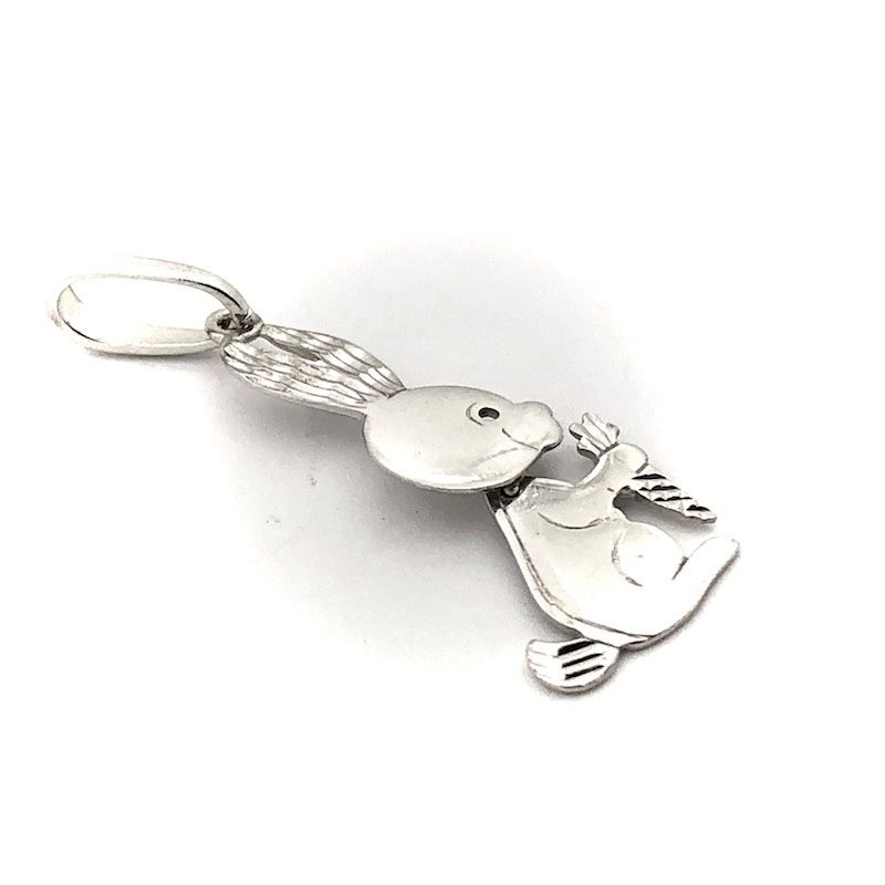 Image 2 of Silver pendant of a Hare with Carrot