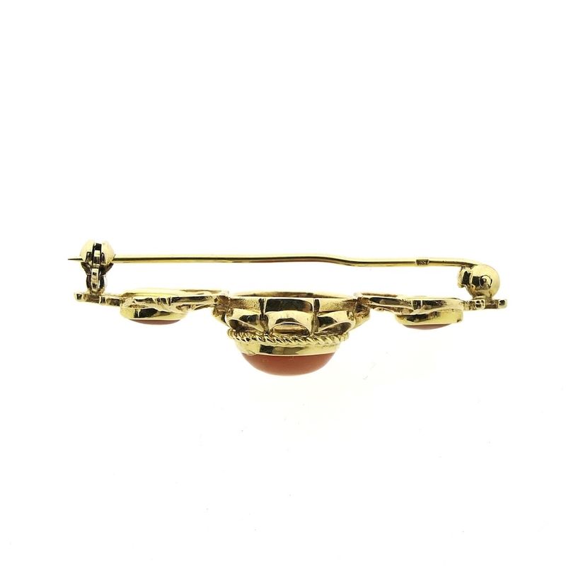 Image 4 of Antique gold brooch with blood coral