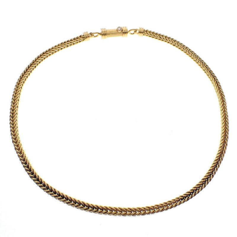 Image 7 of Exclusive; 18K gold foxtail link necklace with 0.10 ct. diamond | 47 cm