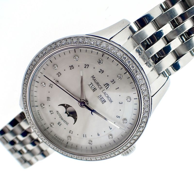 Image 9 of Maurice Lacroix Les Classiques Moonphase; Automatic watch with diamonds