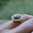 Image 7 of 18-karat gold ring with sapphire and diamond; 0.26 ct. | Art Deco