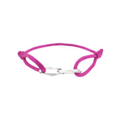 Image 1 of Forever Knots® Handmade Magenta Satin Bracelet with Silver Link