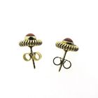 Image 6 of Vintage gold stud earrings with red coral