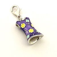 Silver charm/pendant of a dress; enameled