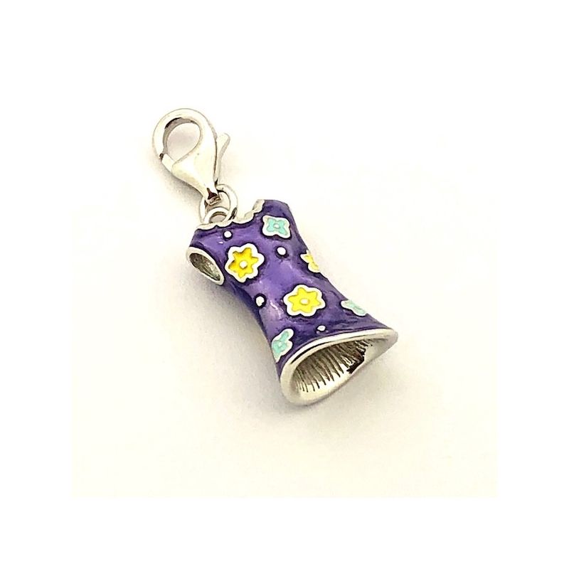 Image 1 of Silver charm/pendant of a dress; enameled