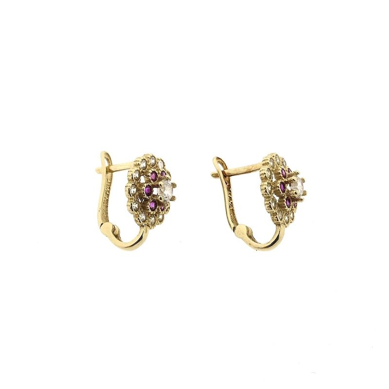 Image 6 of Gold flower earrings with zirconia | Asmina