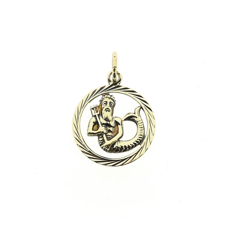 Image 1 of Gold Zodiac Pendant; Aquarius
