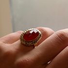 Image 7 of Gold statement ring with carnelian; 14 carat; size 15.75