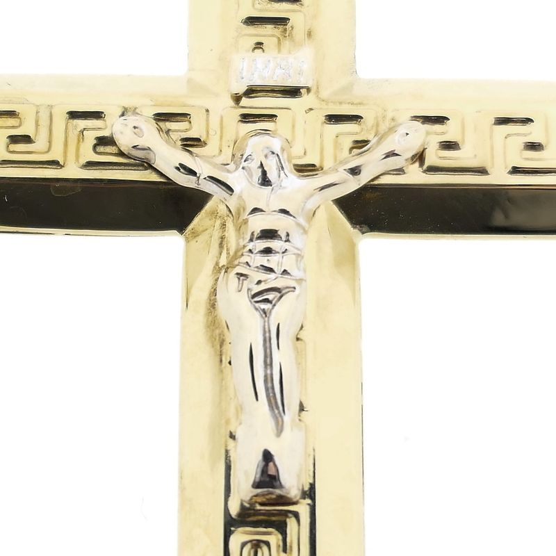 Image 9 of Two-tone gold pendant of a large cross with corpus INRI.