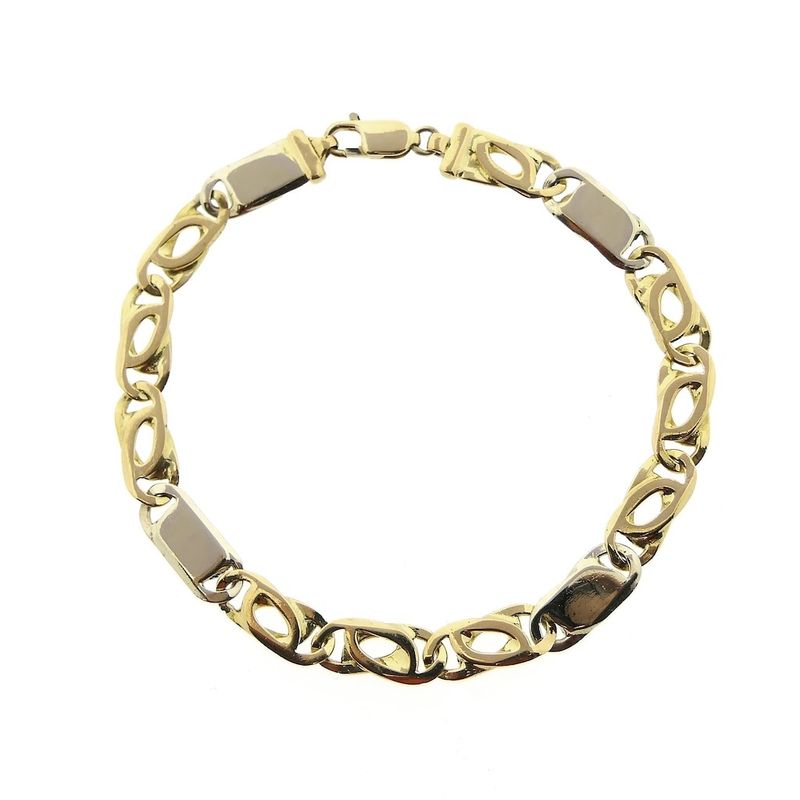 Image 1 of Two-tone gold Figaro link bracelet