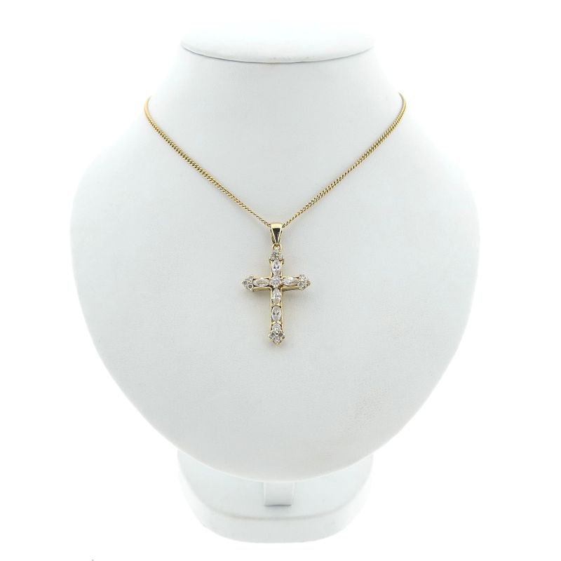 Image 3 of Gold pendant of a cross with zirconia