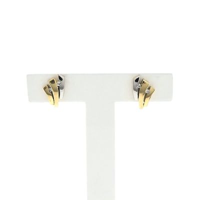 Image 1 of Bicolor gold stud earrings with zirconia