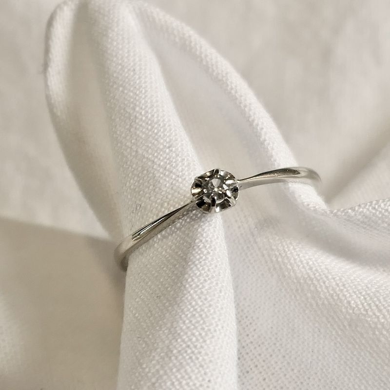 Image 3 of White gold solitaire ring with diamond | 0.06 ct.
