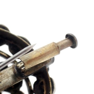 Image 1 of Antique silver brooch set with rose-cut diamonds; 0.14 ct.