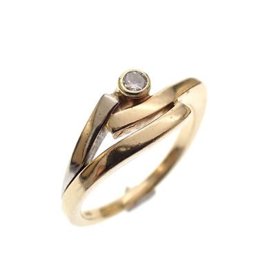 Image 1 of Two-tone gold fantasy ring with 0.04 ct diamond.