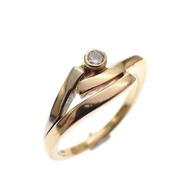 Image 1 of Two-tone gold fantasy ring with 0.04 ct diamond.