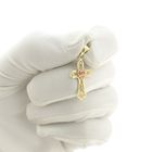 Image 12 of Two-tone gold pendant of a cross with a rose