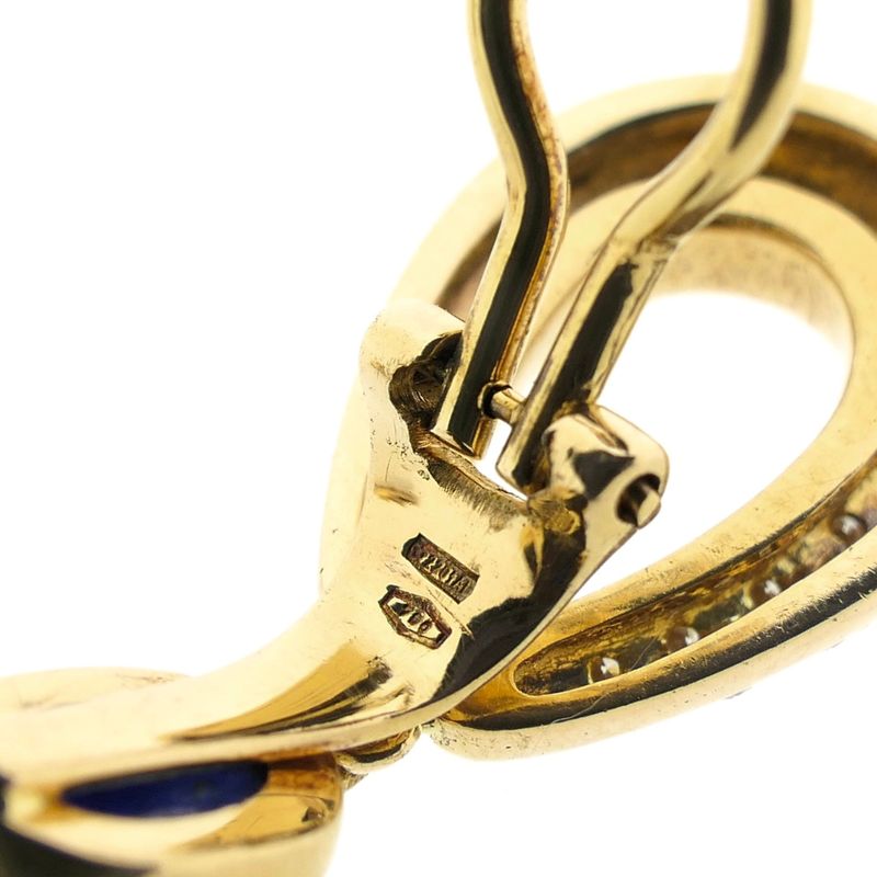 Image 6 of Gold clip-on earrings with sapphires and diamonds; Approx. 1.00 ct.