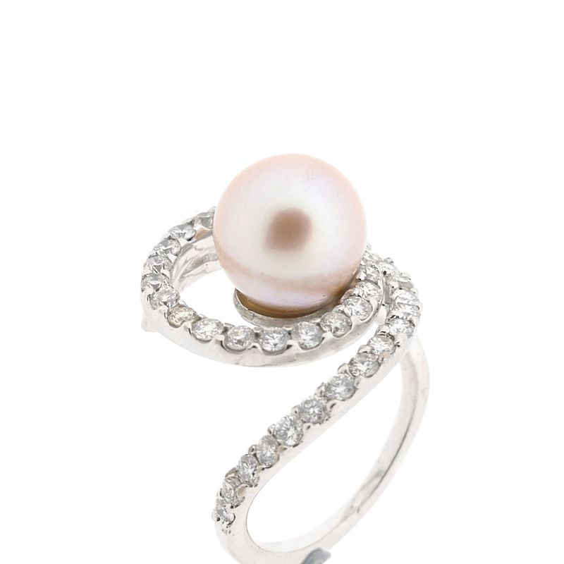 Image 5 of White gold ring with Tahitian pearl and diamonds; 1.08 ct.