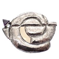 Large silver artistic brooch with amethyst | With gold plate