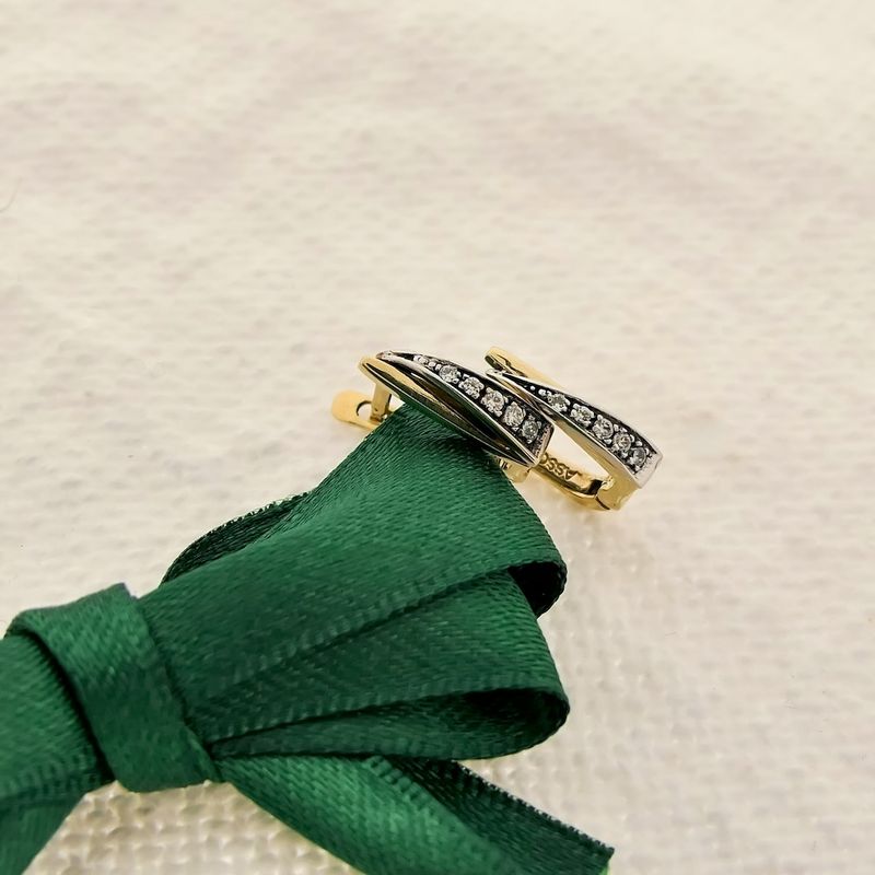 Image 7 of Bicolor gold stud earrings with zirconia