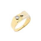 Image 1 of Two-tone gold pinky ring with diamond; 0.08 ct.