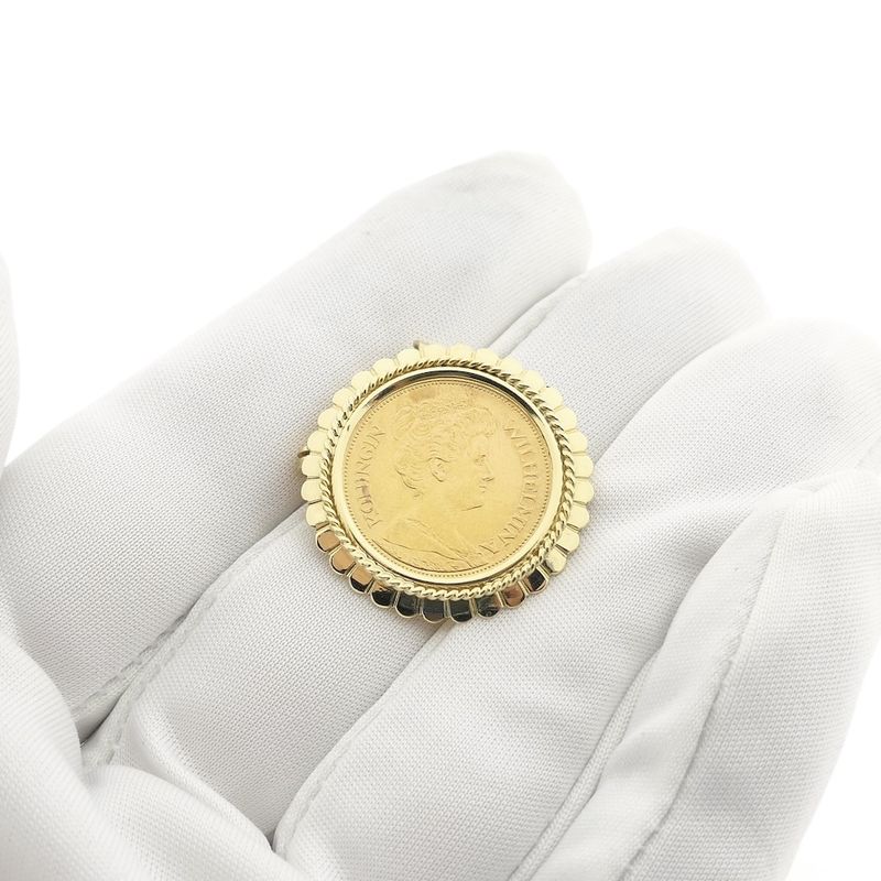 Image 7 of Gold brooch/pendant of a gold fiver; Queen Wilhelmina 1912