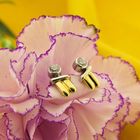 Image 5 of Bicolor gold stud earrings with zirconia