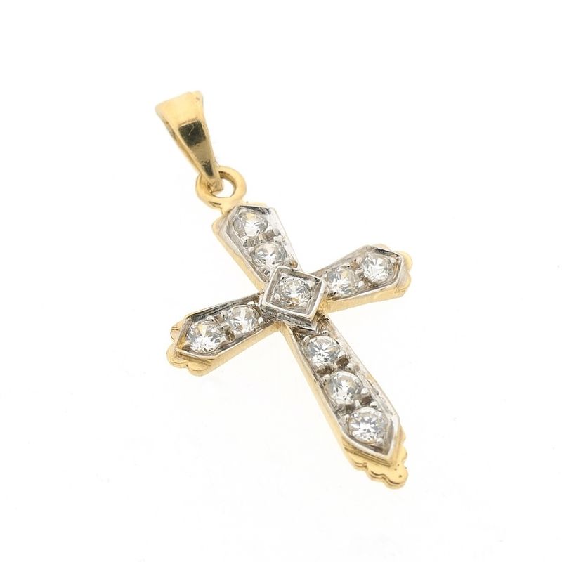 Image 4 of Gold cross pendant with zirconia