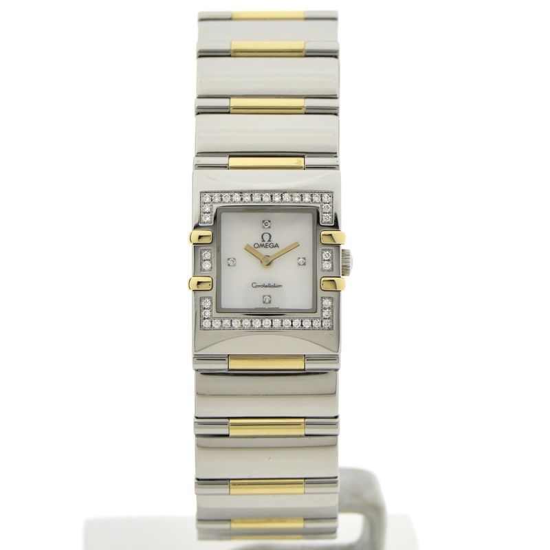 Image 1 of Omega Constellation Quadra 'Full Bar'; 18k. Goud/stalen dames horloge met diamanten