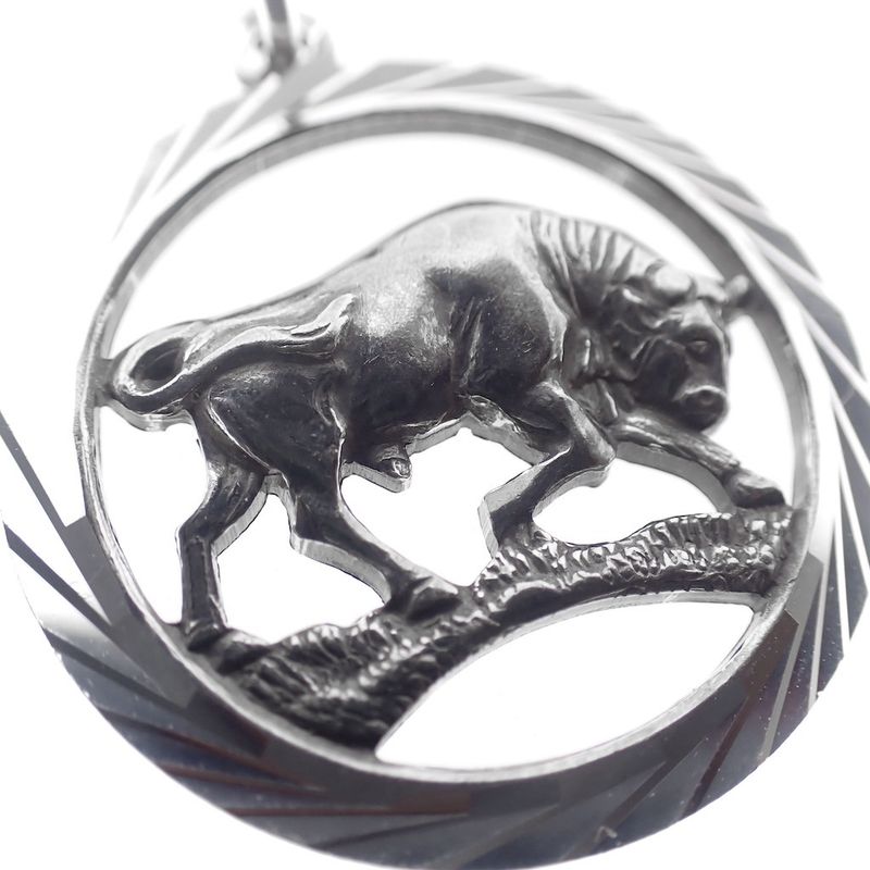 Image 3 of Silver zodiac sign pendant; Taurus