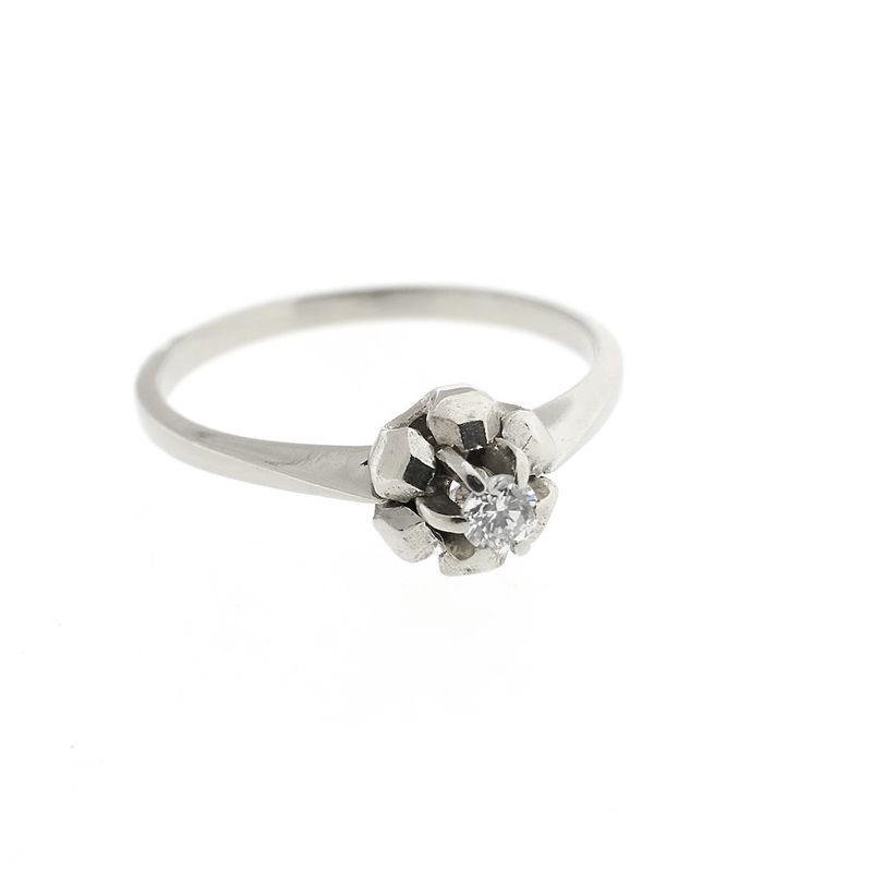 Image 4 of White gold solitaire ring with diamond | 0.10 ct.