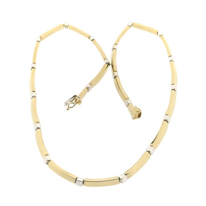 Image 6 of Two-tone gold bar link necklace | 42.5 cm