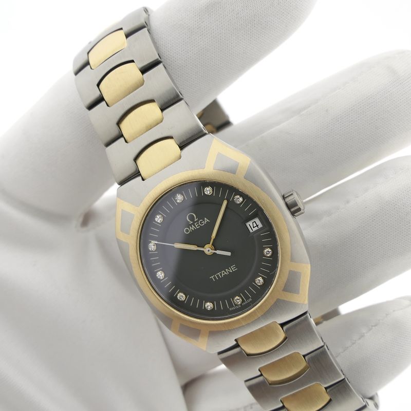 Image 12 of Omega Seamaster Polaris 'Titane' 396.0981; Unisex 18k gold/titanium watch with diamonds