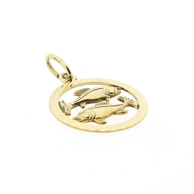 Image 4 of Gold zodiac sign pendant; Pisces