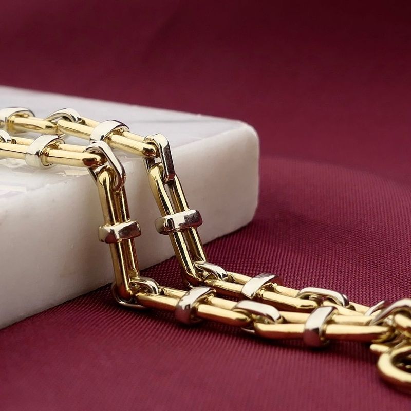 Image 2 of Bicolor Gold Fantasy Link Bracelet