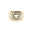 Image 3 of Bicolor Gold Mercedes Benz Men's Ring with Zirconia